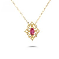wholesale 18k Gold ArtLi Jewelry Manufacturer Wholesale Fashion Trendy Niche Versatile Luxury Style Hollow Ruby Necklace-Ruby Necklace 18K