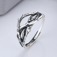 wholesale S925 Sterling Silver Minimalist Ins Vintage Distressed Layered Irregular Vine-Wrapped Open Ring-YJ562/approx. 3g Adjustable opening