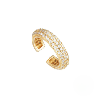 wholesale S925 Sterling Silver Three-row Zircon Single Ear Cuff Earring-gold