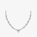 wholesale S925 Silver ShiPei Jewelry New 4*8mm White Marquise 05 Carat Collarbone Necklace 43+3cm-0-0