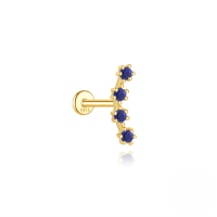 wholesale S925 Sterling Silver Geometric Inlaid Zircon Natural Lapis Lazuli Flat Head Threaded Ear Cartilage Stud, New Hot Selling High-end Earrings-Single gold #12