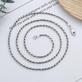 wholesale S925 Sterling Silver Vintage Antique Finish European and American Engraved Twist Chain Choker Necklace DIY Single Pendant Chain-0-1