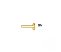 wholesale S925 Sterling Silver Flat Head Threaded Piercing Bars, Hot-selling Multi-size Earring Accessories-Single gold 8MM