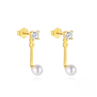 wholesale S925 Sterling Silver With Zircon, Pearl Tassel, Four-leaf Clover, Water Drop Earrings For Women, Hot Sales, Stackable Wear-Gold#3 925 Silver