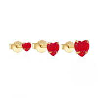 wholesale 925 Sterling Silver Classic Versatile Heart-shaped Zircon-accented Women's Earrings, 3-piece Set-Set of 3 - Gold - Red Diamond  925 Silver