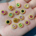 wholesale S925 Gold Plated Silver Natural Tourmaline Round Bead with Hole Bracelet String DIY Accessory Semi-finished New Design-0-10