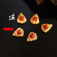 wholesale S925 gold-plated fittings with inlaid South Red Agate spacer beads, through-hole DIY handmade string bracelet necklace accessories-Jiannanhong