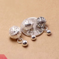 wholesale S925 Sterling Silver Hollow-Out Bell Pendant, Handmade DIY Crystal Bracelet Accessory Materials-0-1
