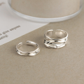 wholesale Sterling Silver Textured Streamline Ring, INS Style Irregular Rivulet Wrinkle Texture, Influencer Minimalist Band R01172-0-0