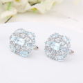 wholesale S925 Silver Luxury Design Natural Topaz Earrings, Fashionable High-End Sense Group Setting Natural Colored Gemstone Stud Earrings-0-2
