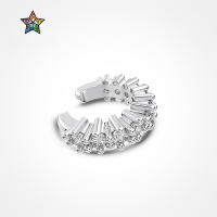 wholesale S925 Sterling Silver Cross-Border Light Luxury Ear Clips for Women, High-End Round Zircon Inlay with Exquisite Row Diamond Design and Personalized Ear Accessories-Gold DY1E0003-SG-WH 925 silver