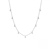 wholesale S925 Sterling Silver Ins Mini Round Zircon Stackable Collarbone Necklace For Women, Cross-border Hot Seller, Understated Luxury-Platinum