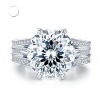 wholesale Metal: 925 Silver New Style 10-Carat High Carbon Diamond Firework Cut European & American Luxury Ultra-Sparkly Engagement Ring-R389 Fireworks Cut Ring Size 9