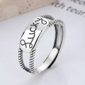 wholesale S925 Sterling Silver Retro Korean-style Rope Twist Hollow Ring Holder with Lucky Creative Open-ended Ring for Women-0-0