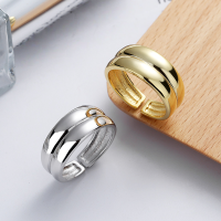 wholesale S925 Sterling Silver Irregular Internet-Famous Minimalist Smooth Surface Open Ring Ins Women's Ring-J1073/Gold color Approx. 3.72g &gt; Opening adjustable