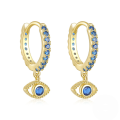 wholesale S925 Sterling Silver Classic Evil Eye Dangle Earrings With Crystal Accents-0-6