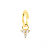 wholesale S925 Sterling Silver Cartilage Piercing Single Earring With Zircon Nose Ring, Trendy Ins Style-Gold single-triangle diamond