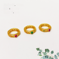 wholesale S925 silver gold-plated running rings turquoise and southern red agate Tang-pattern diamond-inlaid accessories bracelet necklace string ornaments DIY handmade spacer beads-0-15