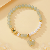 wholesale S925 Sterling Silver Hetian Jade and Freshwater Pearl Butterfly Pendant Bracelet for Women, Minimalist New Chinese Style Small Fashion National Trend Bracelet-Hetian Jade Freshwater Bead Butterfly Bracelet 11.24g &gt;SL010690 Natural Stone Bracelet