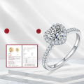 wholesale S925 Sterling Silver 1 Carat Moissanite Heart-Shaped Engagement Ring Moissanite Ring Amazon-0-0