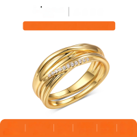 wholesale S925 Gold-plated Couple Rings with Stackable Circle Design, Minimalist Unisex Style, Popular for Men and Women-Female>8 US size