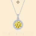 wholesale [925 Sterling Silver] Paved Round Brilliant Cut Yellow Moissanite Pendant Necklace for Women, Stylish Gift Accessory, Ready to Ship Wholesale-0-0