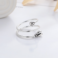 wholesale S925 Silver Retro Fashion and Personality Rustic Style Tulip Light Luxury Trendy Design Open Ring-0-2
