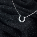 wholesale S925 Sterling Silver Diamond-Studded Small Horseshoe Necklace Fashionable Trendy Versatile Letter U Collarbone Chain D6088-0-3