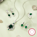 wholesale S925 silver jewelry set, retro high-end earrings, luxury emerald necklace for women, popular cross-border wholesale accessories-0-2