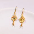 wholesale S925 Gold-Plated Silver Semi-Finished Ear Hooks with Adhesive Fasteners, Featuring Southern Red Agate, Turquoise, and Jasper for DIY Earrings, High-End Vintage Ear Accessories-0-5