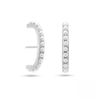 wholesale S925 Sterling Silver C-shaped Half Moon Pearl Earrings With A Minimalist And Luxurious Design-Platinum