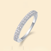 wholesale 925 Sterling Silver Double Row Moissanite Ring, Popular in Europe and America, Niche Ins Style, Luxurious and High-End-Moissanite 1.2mm*36 pieces Mido No. 5