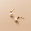 wholesale S925 Sterling Silver Sweet Small Pearl Stud Earrings, Petite Japanese-style Minimalist Short Ear Accessories Trendy G7050-0-3