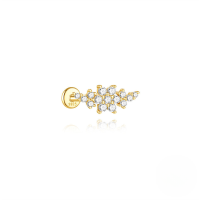 wholesale S925 Sterling Silver Geometric Marquise Cut Opal Threaded Flat Back Ear Bone Stud With Zircon Accent, Fast Selling On Aliexpress-Single gold #4