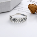 wholesale S925 Sterling Silver Vintage Matte Wheat Ear Ring, Bohemian Chinese Style Versatile Band-0-2