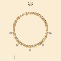 wholesale 925 Silver Metal Material Foreign Trade Ins Style European and American Gold Fashion Cuban Chain Does Not Fade Niche Design Light Luxury High-End Bracelet-Moissanite 3.0mm 20cm