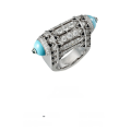 wholesale 925 Silver Gold-Plated Ring with High-Carbon Diamond, Turquoise Decoration, High-End Jewelry, Versatile Accessory, Exquisite Women's Ring-0-2