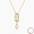 wholesale S925 Sterling Silver & 18K Gold Fashionable and Luxurious Women's Pearl Necklace, Exquisite and Unique Collarbone Chain for Wholesale-0-1