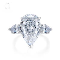 wholesale S925 silver jewelry, European and American fashion luxury influencer-style high-carbon diamond teardrop 11*17 ring-R388 Pink Diamond Ring>Size 9