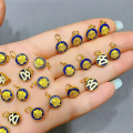 wholesale S925 silver gold-plated natural lapis lazuli accessory spacer bead hand plaque drop bracelet necklace DIY semi-finished product-0-2