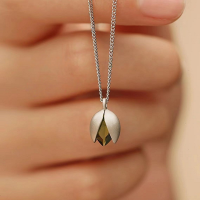 wholesale S925 Sterling Silver Happy Nut Pendant Necklace, Unique and Stylish Designer Collarbone Chain for Girlfriend-Olive Zirconium Pistachio-White Gold>925 Silver
