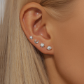 wholesale S925 Sterling Silver Minimalist Star And Moon Earring Set, Best-selling In Europe And America, Versatile And Elegant-0-2