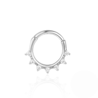 wholesale S925 Sterling Silver Star Triangle Zircon Inlaid Cartilage Ear Hoop, Popular Nose Ring-Single platinum #2 925 silver