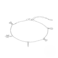 wholesale S925 Sterling Silver Exquisite Star Geometric Charm Combination Bracelet For Women-Platinum