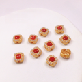 wholesale Metal S925 silver gold-plated running ring token square cube accessory bracelet beads DIY semi-finished natural southern red agate-0-2