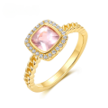 wholesale S925 silver gold-plated light luxury jewelry popular sugar loaf natural pink crystal ring fashion commuter wholesale customization-0-0