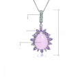 wholesale 925 Silver Luxury Natural Gemstone Pink Chalcedony Necklace Pendant, Prosperity Collection High-End Gemstone Pendant-0-0