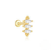 wholesale S925 Sterling Silver Geometric Zirconia Opal Marquise Stud Earrings With Threaded Flat Back-Single gold #10