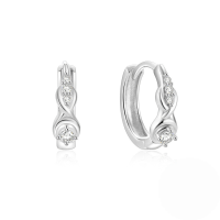 wholesale 925 Sterling Silver Twisted Figure-8 Zircon Stud Earrings,-White Gold #1