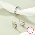 wholesale S925 Sterling Silver Cross-Border Hot-Sale Vintage Elegant High-End Hoop Earrings Rainbow Ear Earring Ring Jewelry Set-0-1
